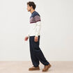 Pull fin col rond manches longues bleu marine homme