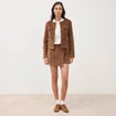 Veste manches longues en velours vieux rose femme