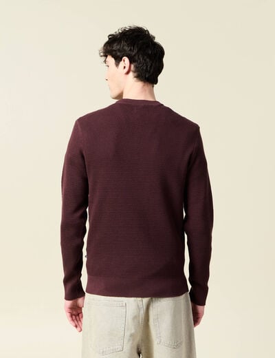 Pull droit manches longues bordeaux homme