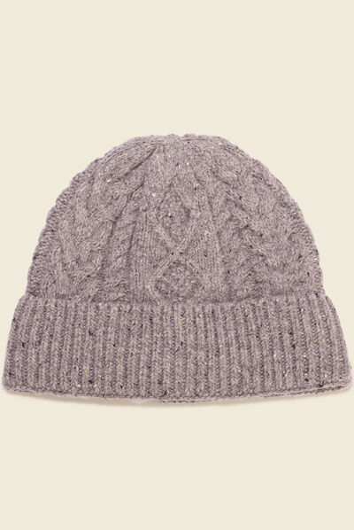 Bonnet tricoté à torsades gris clair homme