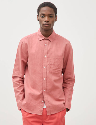 Chemise manches longues rose homme