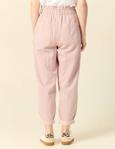 Jeans slouchy 7/8ème rose clair femme