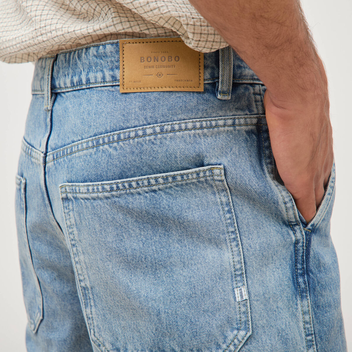 Bermuda en jean coton denim bleach homme