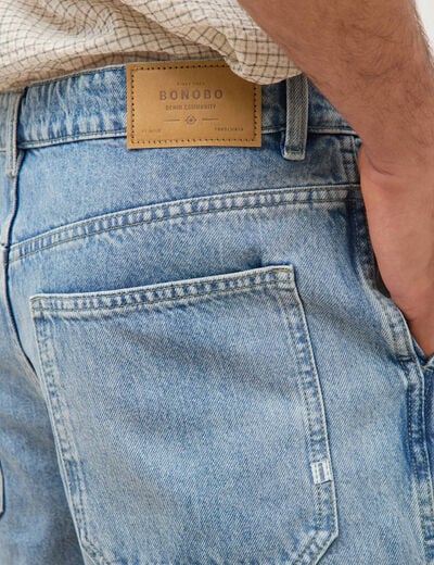 Bermuda en jean coton denim bleach homme