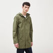 Parka droite mi-longue &agrave; capuche vert kaki homme