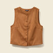 Gilet sans manches doublé camel femme
