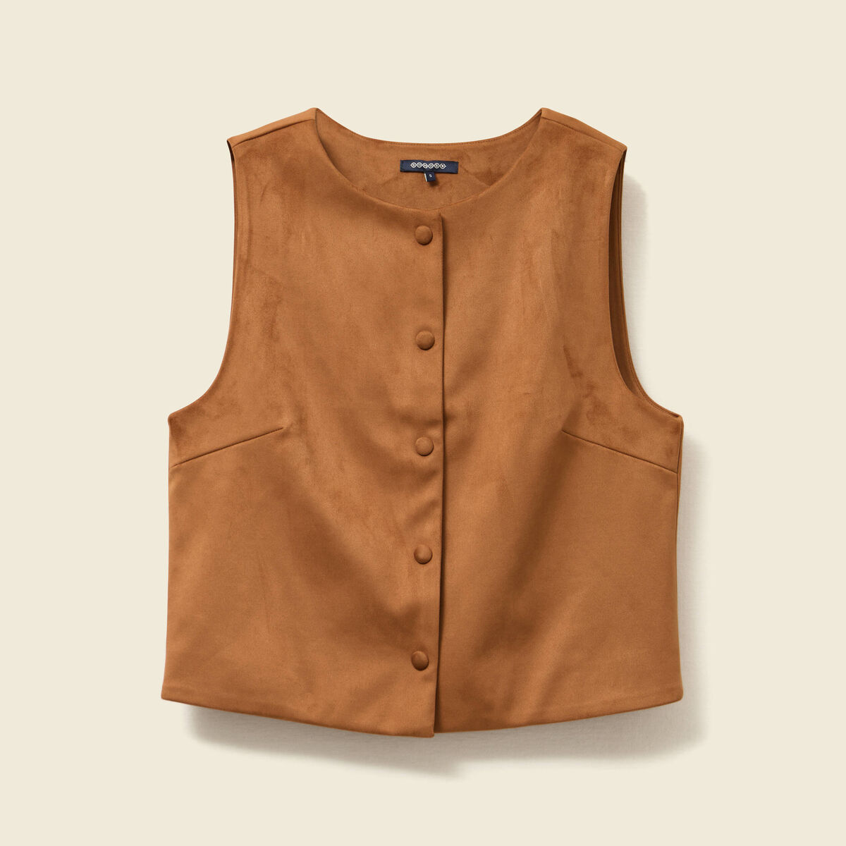 Gilet sans manches doublé camel femme