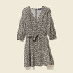 Robe évasée fluide manches 3/4 noir femme