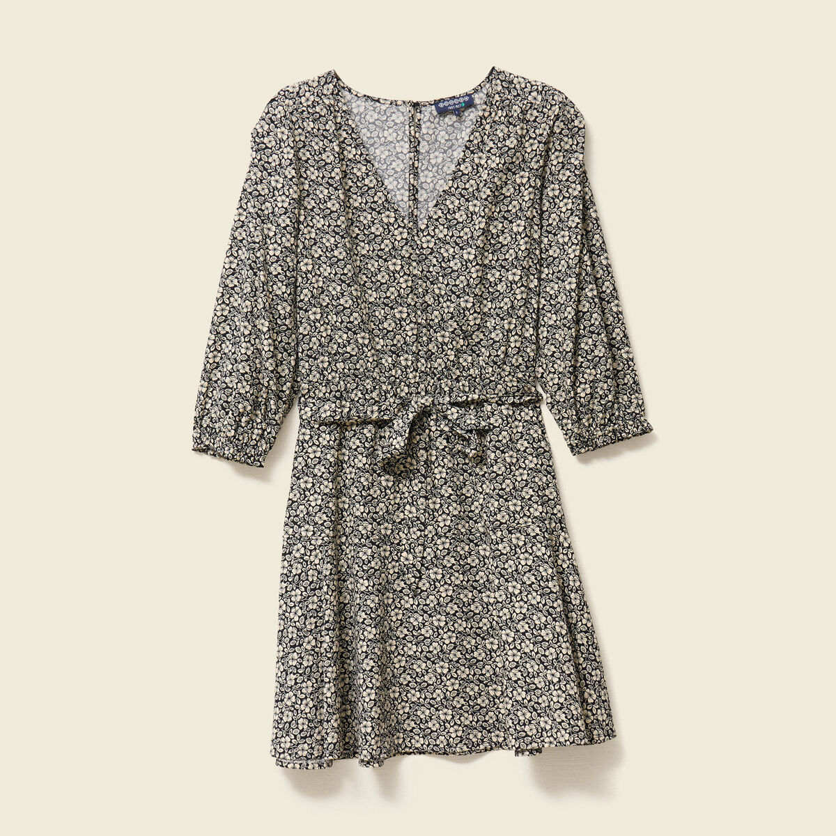 Robe évasée fluide manches 3/4 noir femme