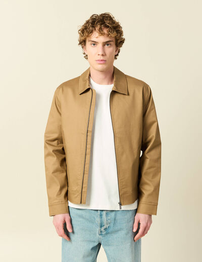 Blouson manches longues doubl&eacute; vert kaki homme