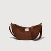 Sac bandouli&egrave;re en velours doubl&eacute; marron femme