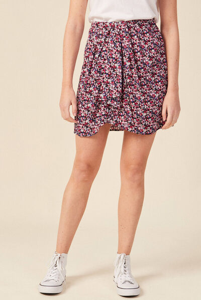 Jupe droite fluide noir femme
