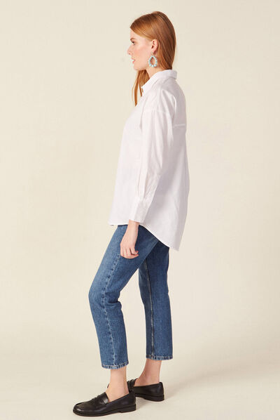 Chemise manches longues blanc femme
