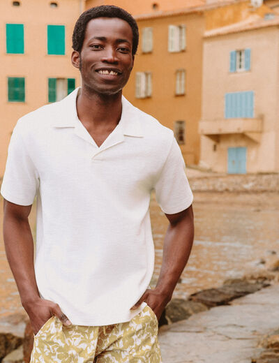 Polo manches courtes ecru homme