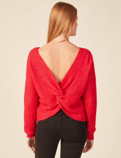 Pull manches longues rose framboise femme
