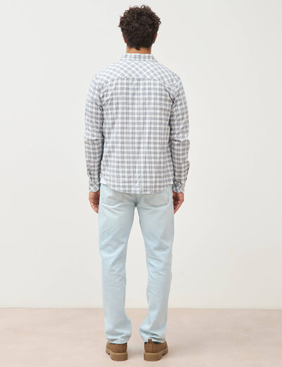Chemise manches longues bleu fonc&eacute; homme