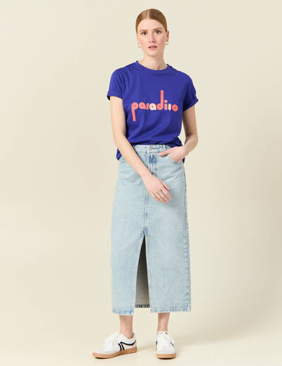 T-shirt éco-responsable bleu violet femme