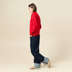 Pull col montant manches longues rouge femme