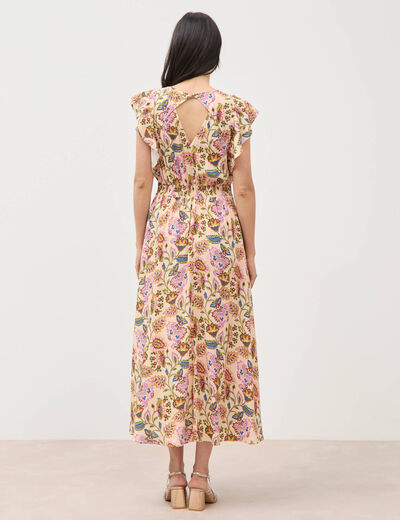 Robe longue droite fluide multicolore femme