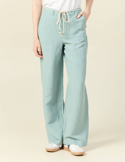 Pantalon large éco-responsable vert pastel femme