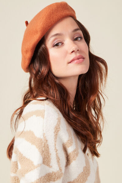 Béret orange foncé femme