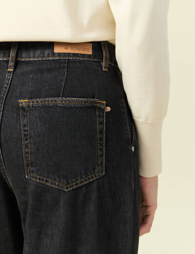 Jeans large taille haute denim gris femme