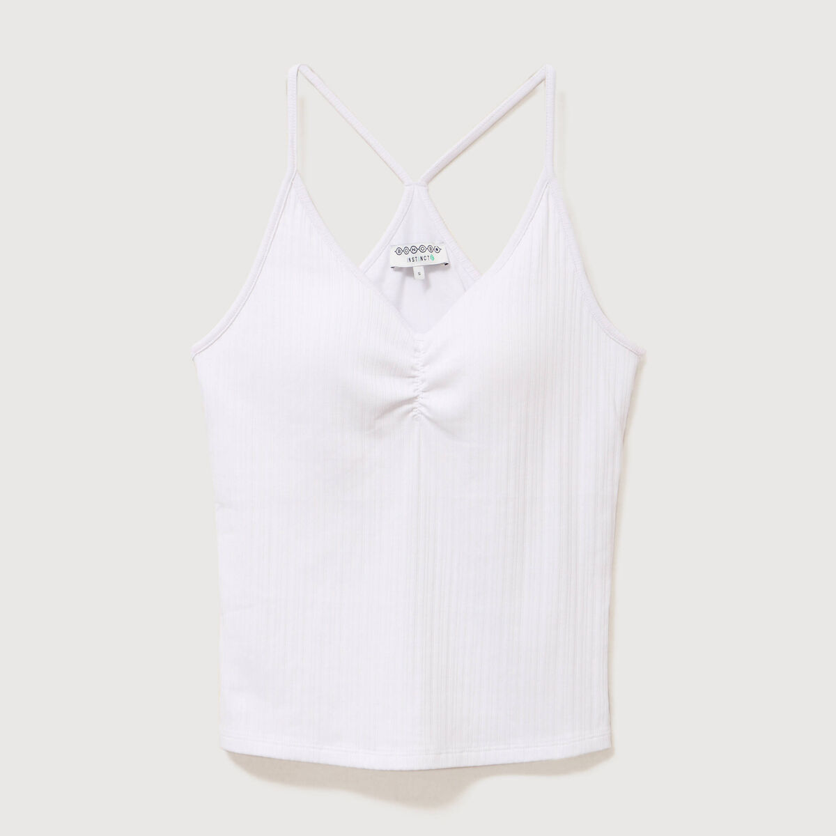 D&eacute;bardeur d&eacute;collet&eacute; &agrave; bretelles blanc femme