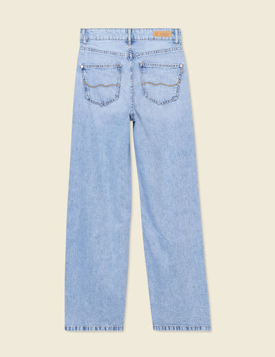 Jeans large 5 poches denim baby bleu femme