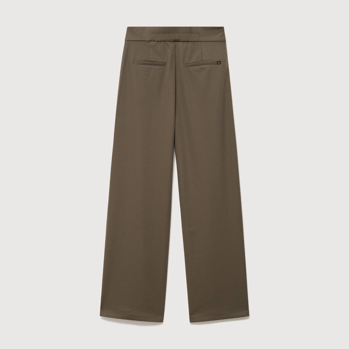 Pantalon large taille haute fluide camel femme
