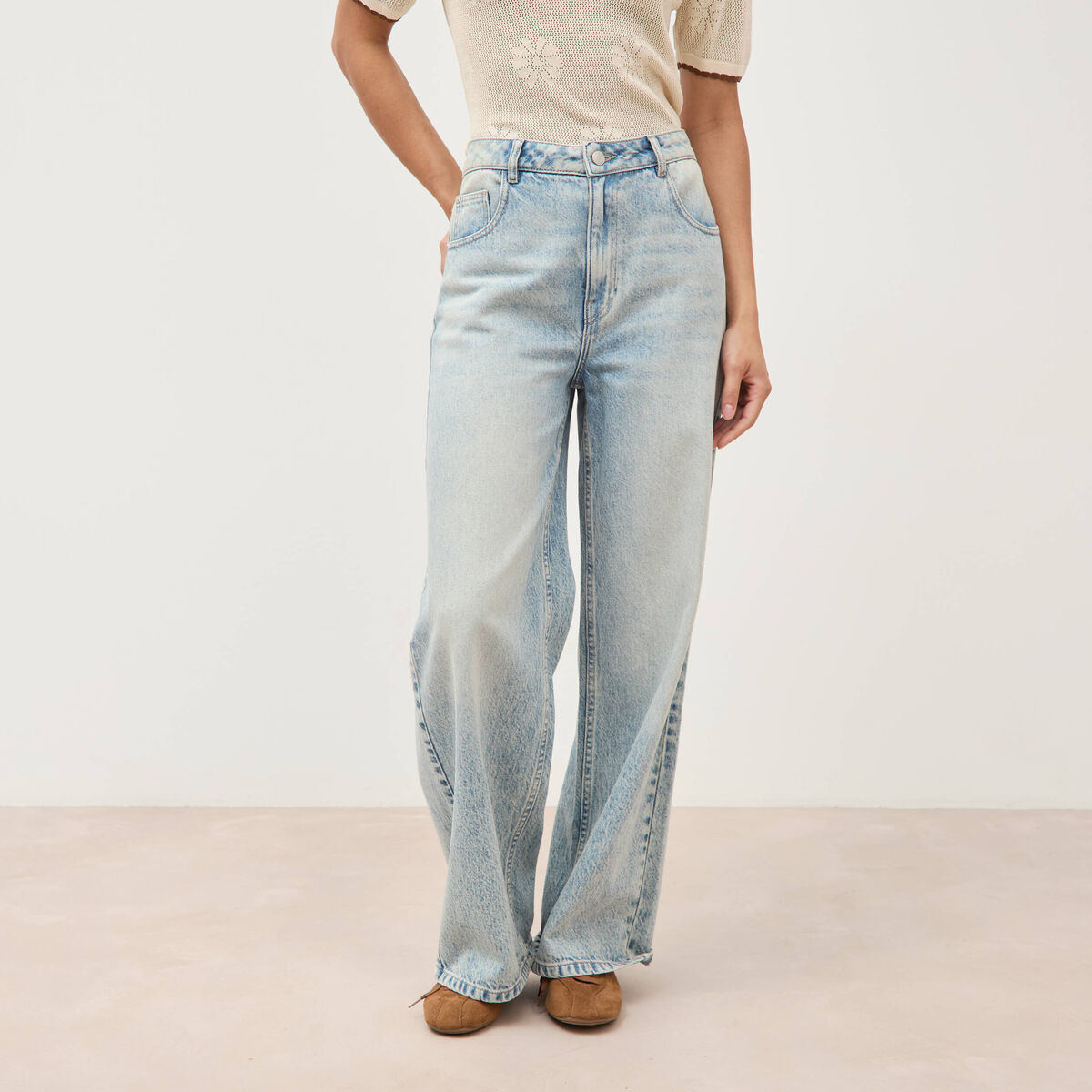 Jeans loose taille standard bleu femme