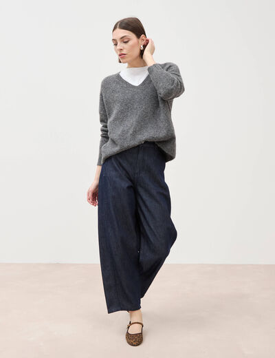 Jeans slouchy taille haute denim brut femme