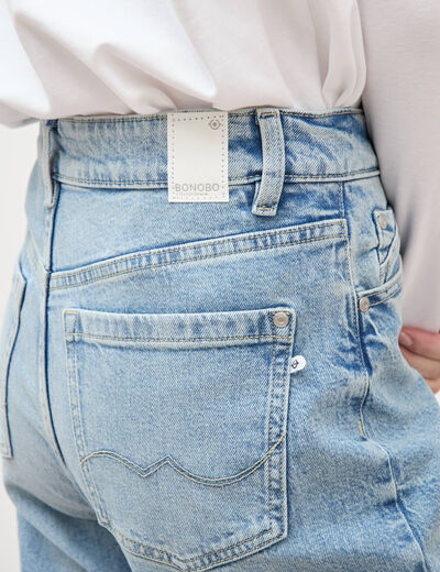 Jeans large taille haute denim baby bleu femme