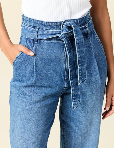 Jeans slouchy taille haute denim stone femme