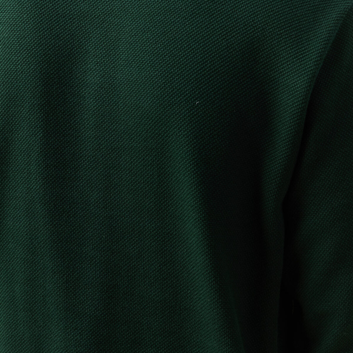 Polo manches longues en coton vert fonc&eacute; homme