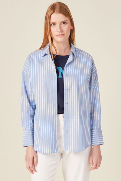 Chemise manches longues bleu clair femme