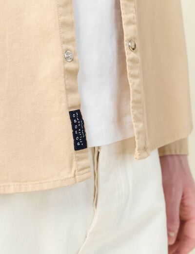 Chemise manches longues beige homme