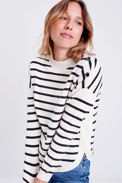 Pull manches longues ecru femme