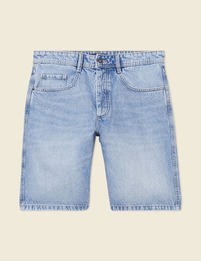 Short straight en jean denim bleach homme