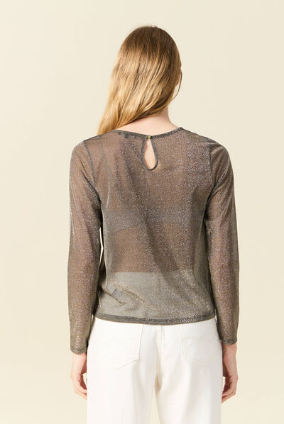 T-shirt manches longues couleur or femme