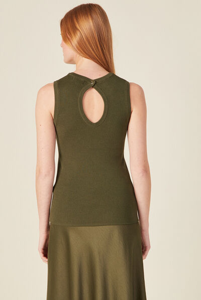 Pull débardeur éco-responsable vert kaki femme