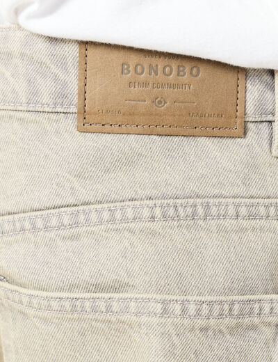 Jeans large 5 poches longueur 32 denim beige homme