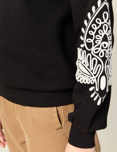 Sweat manches longues brodé noir femme