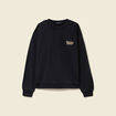 Sweat col rond manches longues en coton noir femme