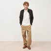 Chemise col classique en velours vert kaki homme
