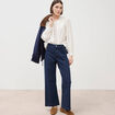 Jeans large cropped taille haute ray&eacute; denim brut femme