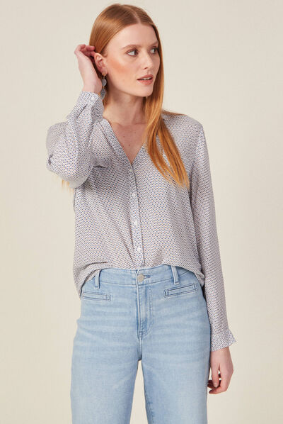 Chemise manches longues bleu femme