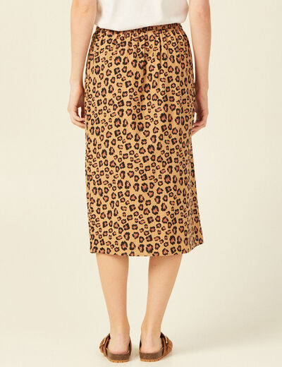Jupe midi portefeuille fendue sable femme