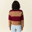 Pull manches longues col polo rouge femme