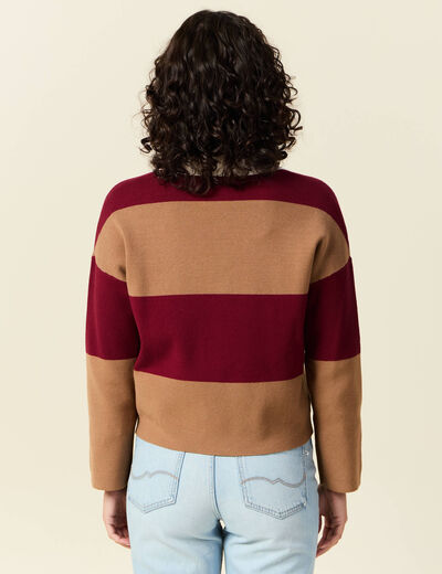 Pull manches longues col polo rouge femme