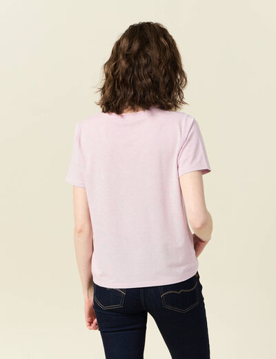 T-shirt manches courtes rose clair femme